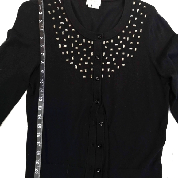 VINTAGE Kate Spade Sparkle Black Cardigan size L | Fine Rhinestone Detail - Picture 8 of 13